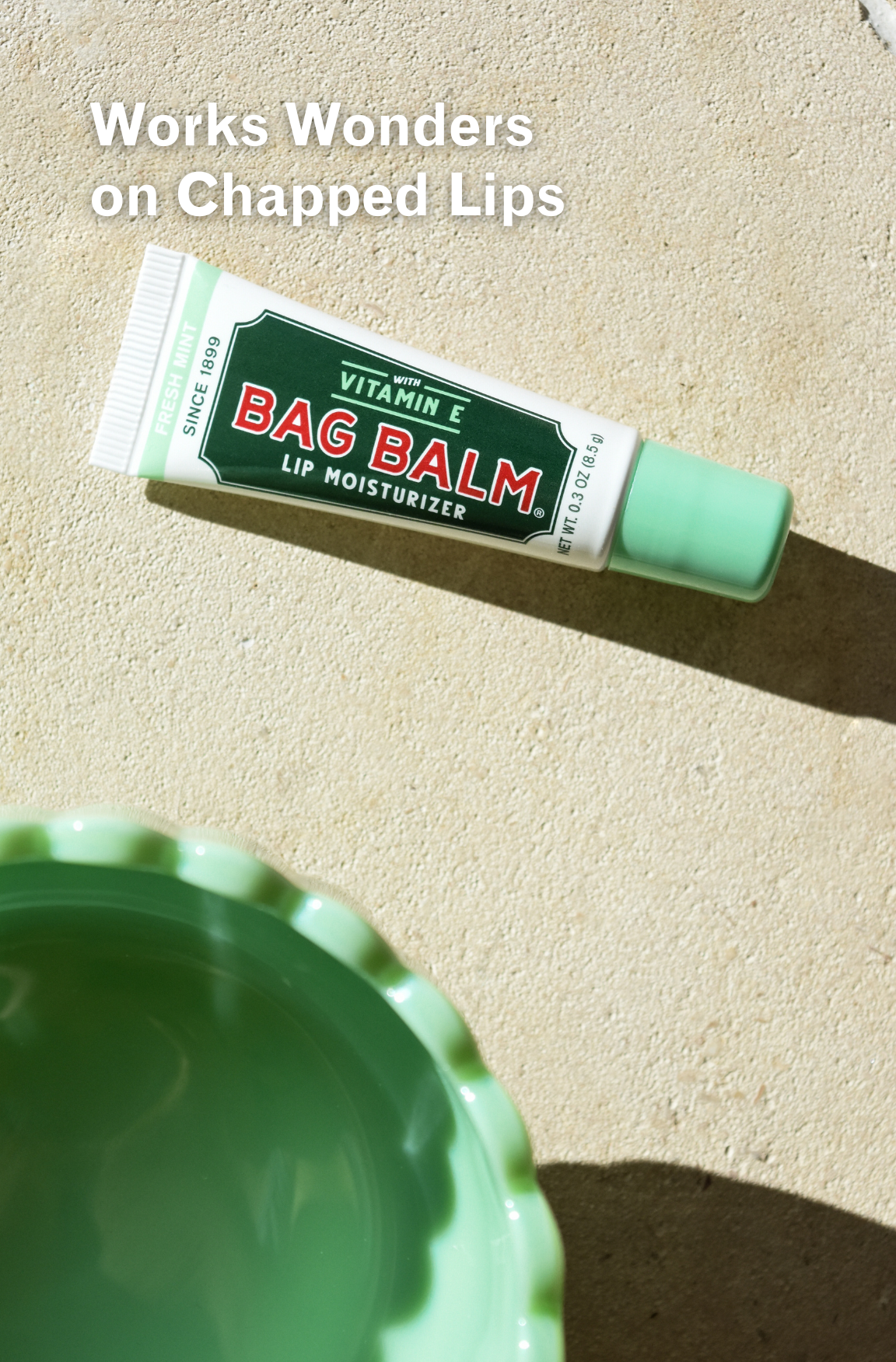 Tube of mint lip balm