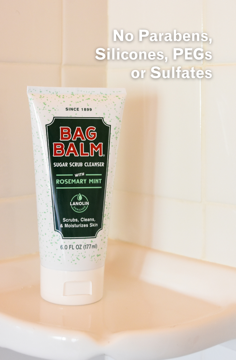 bag balm rosemary mint scrub in shower