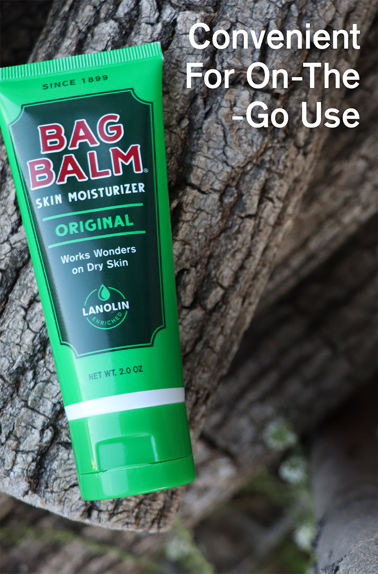 Bag Balm 2oz Tube on a tree branch