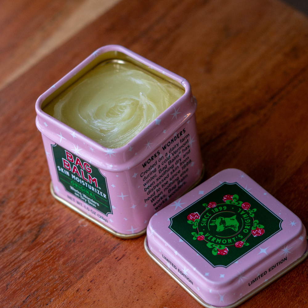 Open Pink Bag Balm mini tin