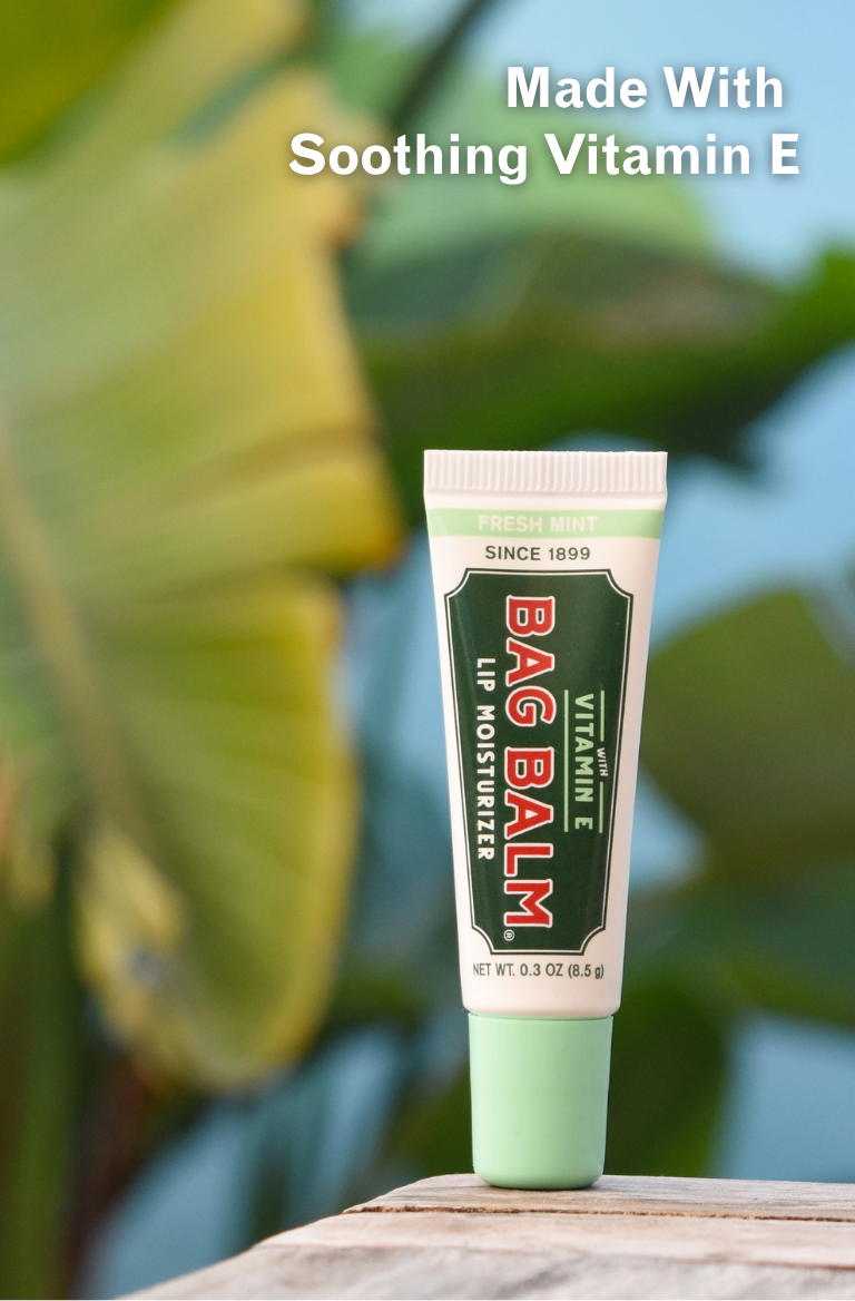 Tube of Bag Balm lip balm with a natural background